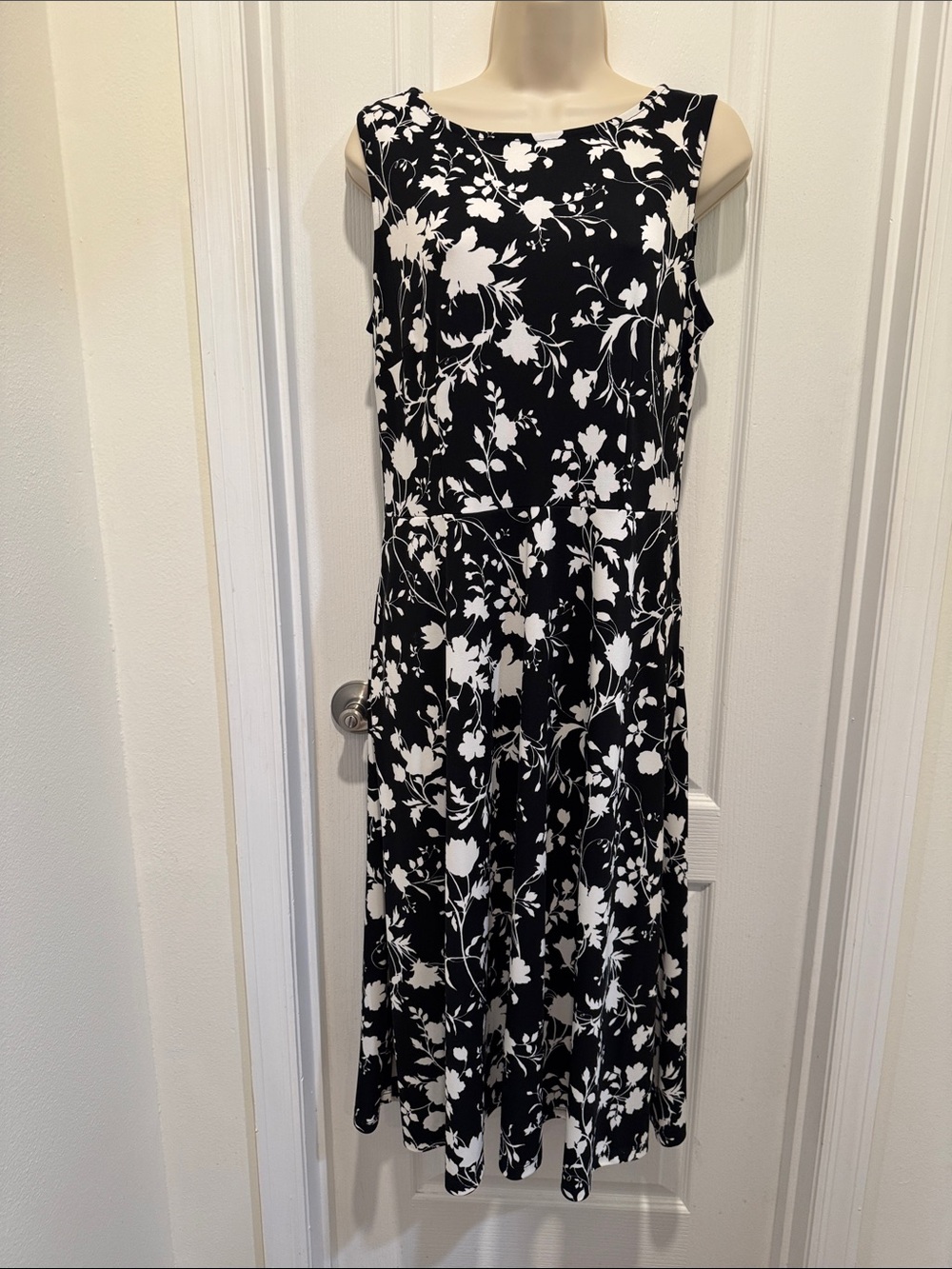 Talbots Black and White Floral Shell Top